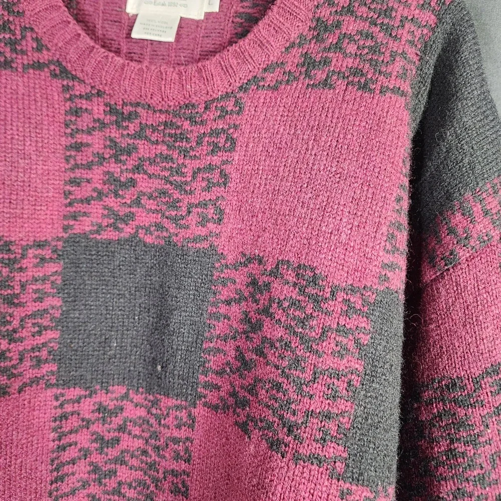 Vintage 1990s Abercrombie & Fitch 100% Wool Sweater Large Checkered Rustic‎